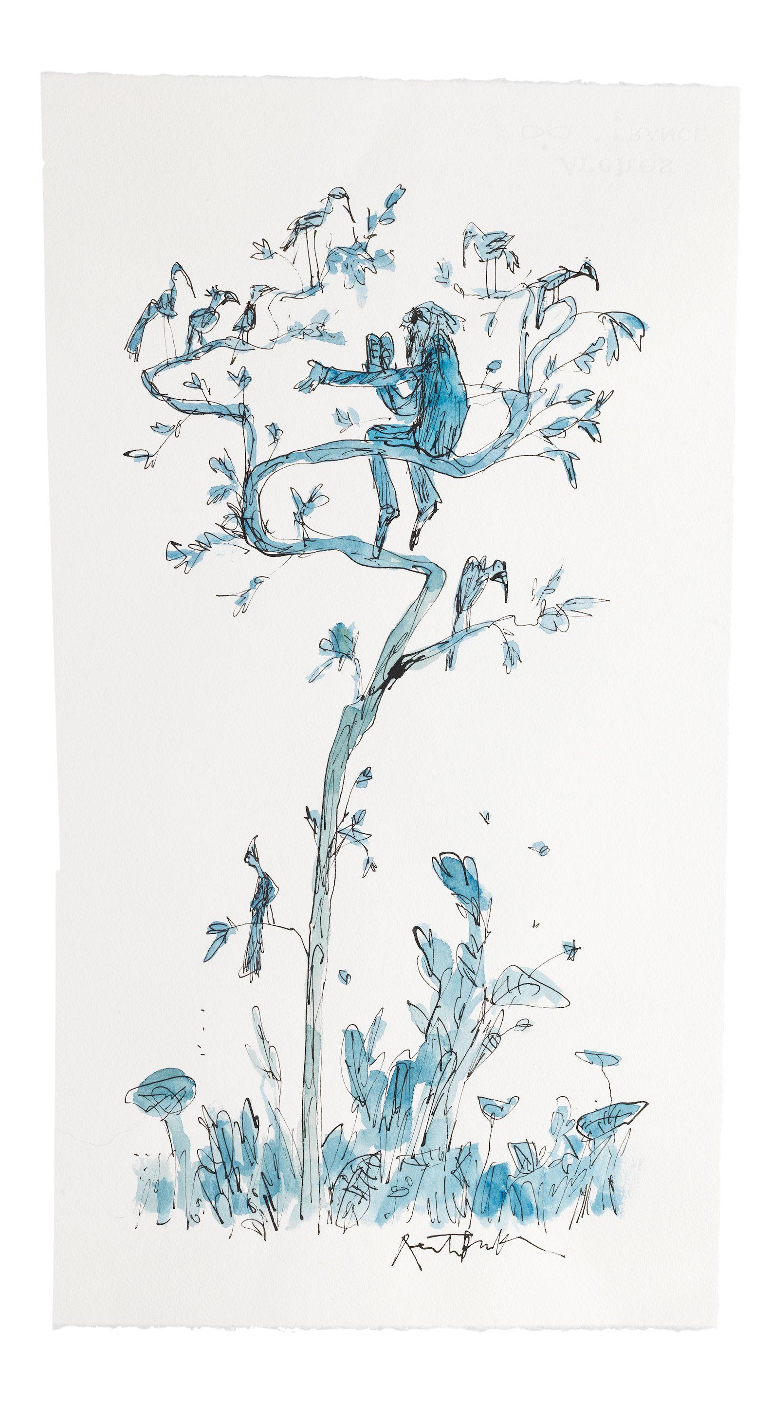 Sir Quentin Blake - People in Trees No.15 (unframed)