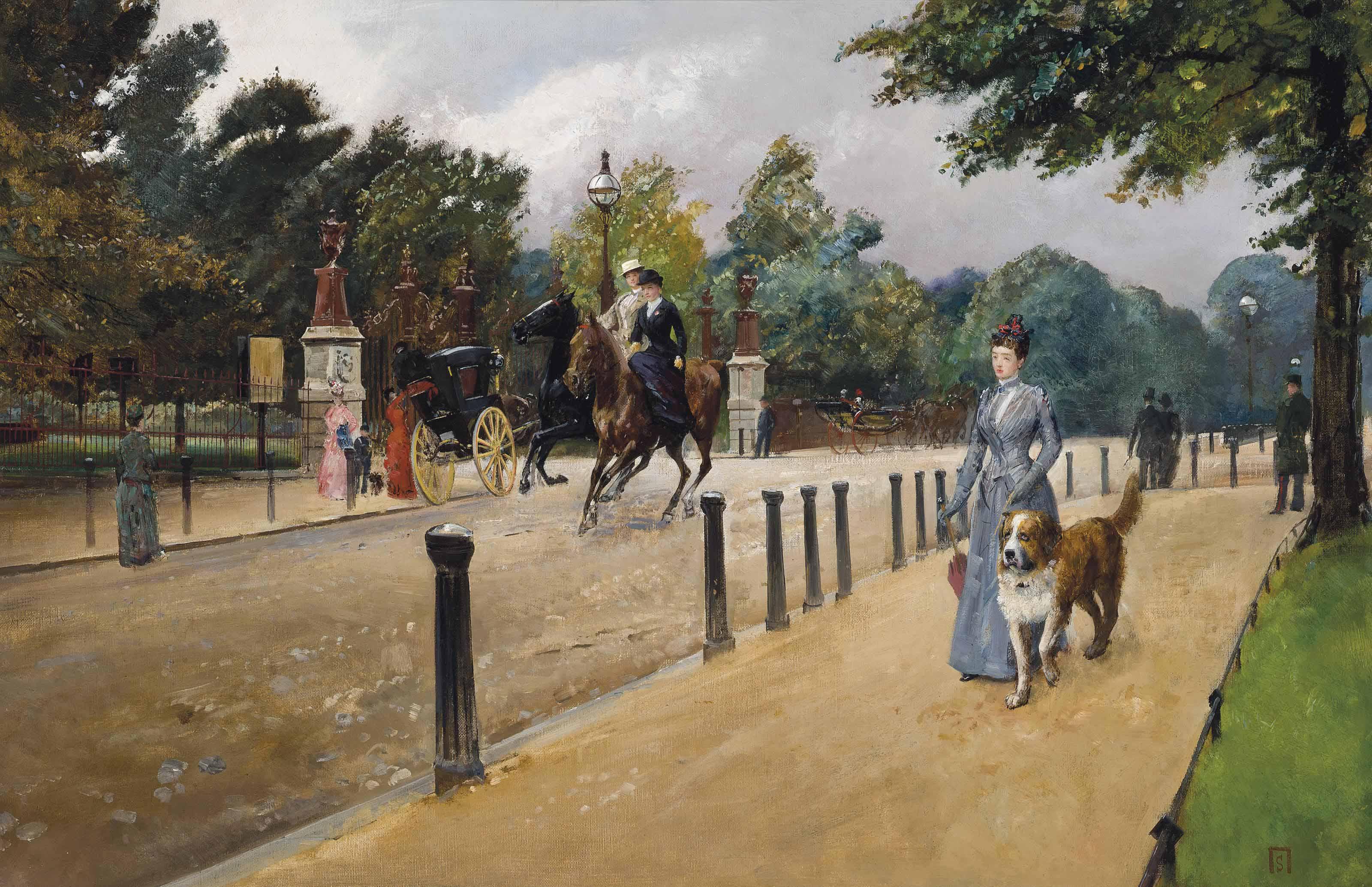 Sir Robert Ponsonby Staples, Bt. - A view of West Carriage Drive looking onto Coalbrookdale Gate, Hyde Park, London
