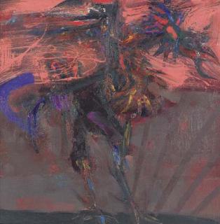 Sir Robin Philipson, P.R.S.A., R.A., R.S.W. - Crowing cock: study for predella panel