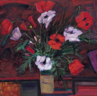 Sir Robin Philipson, P.R.S.A., R.S.W., R.A., H.R.H - Poppies on a Red Ground