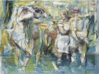 Sir Robin Philipson, R.A., P.R.S.A., R.S.W., H.R.H - Women bathing in a summer pool