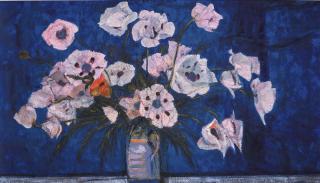 Sir Robin Philipson, R.A., P.R.S.A., R.S.W. - Poppies On A Blue Ground