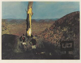 Sir Sidney Robert Nolan, O.M., R.A. - The Burning Tree (Ned Kelly II)