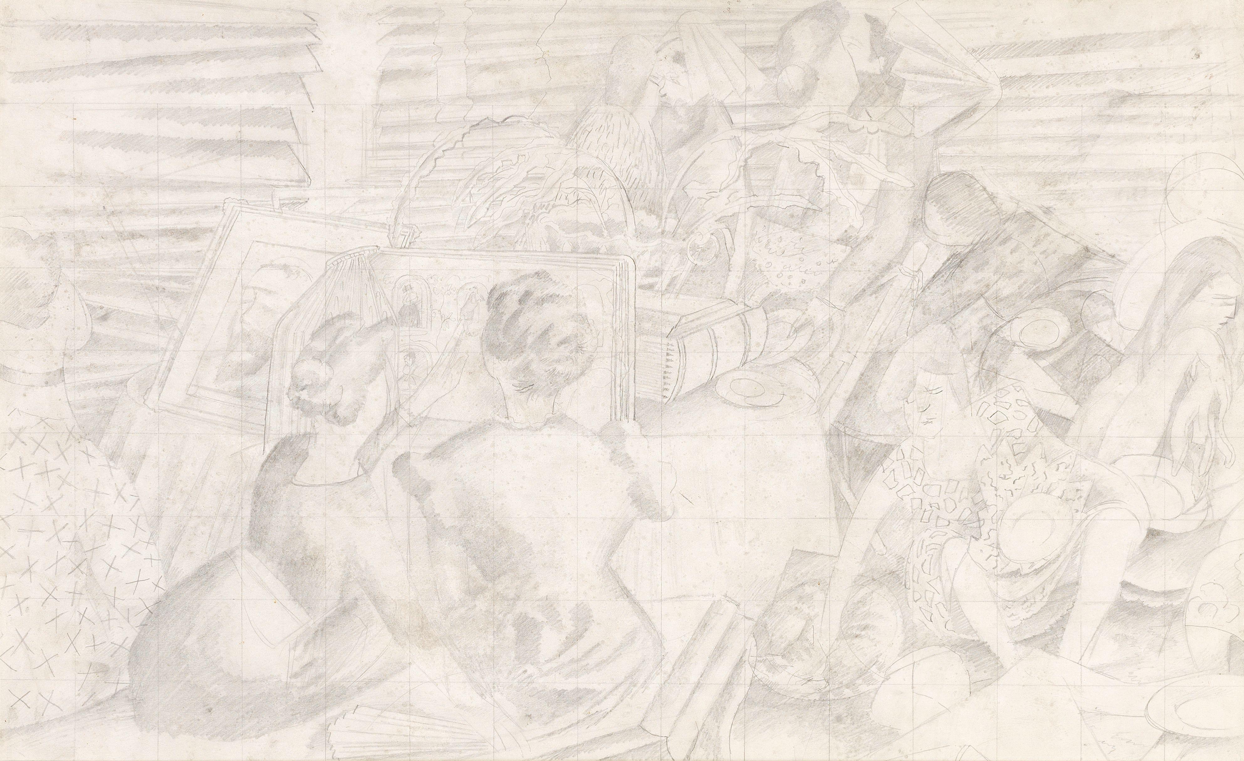 Sir Stanley Spencer R.A. - Drawing for the Marriage at Cana, Bridesmaids (Drawing Room Scenes)