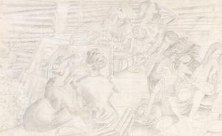 Sir Stanley Spencer R.A. - Drawing for the Marriage at Cana, Bridesmaids (Drawing Room Scenes)