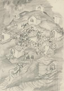 Sir Stanley Spencer, R.A. - Hilltop cows, Zermatt, Switzerland