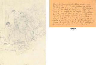 Sir Stanley Spencer, R.A. - People Handing In Their Crosses; Study For The Mural At Burghclere Chapel