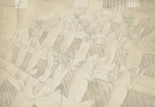 Sir Stanley Spencer, R.A. - Worshippers in Church, Cookham