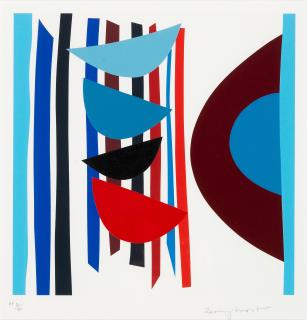 Sir Terry Frost RA - Blue, Red, Black Vertical Rhythm