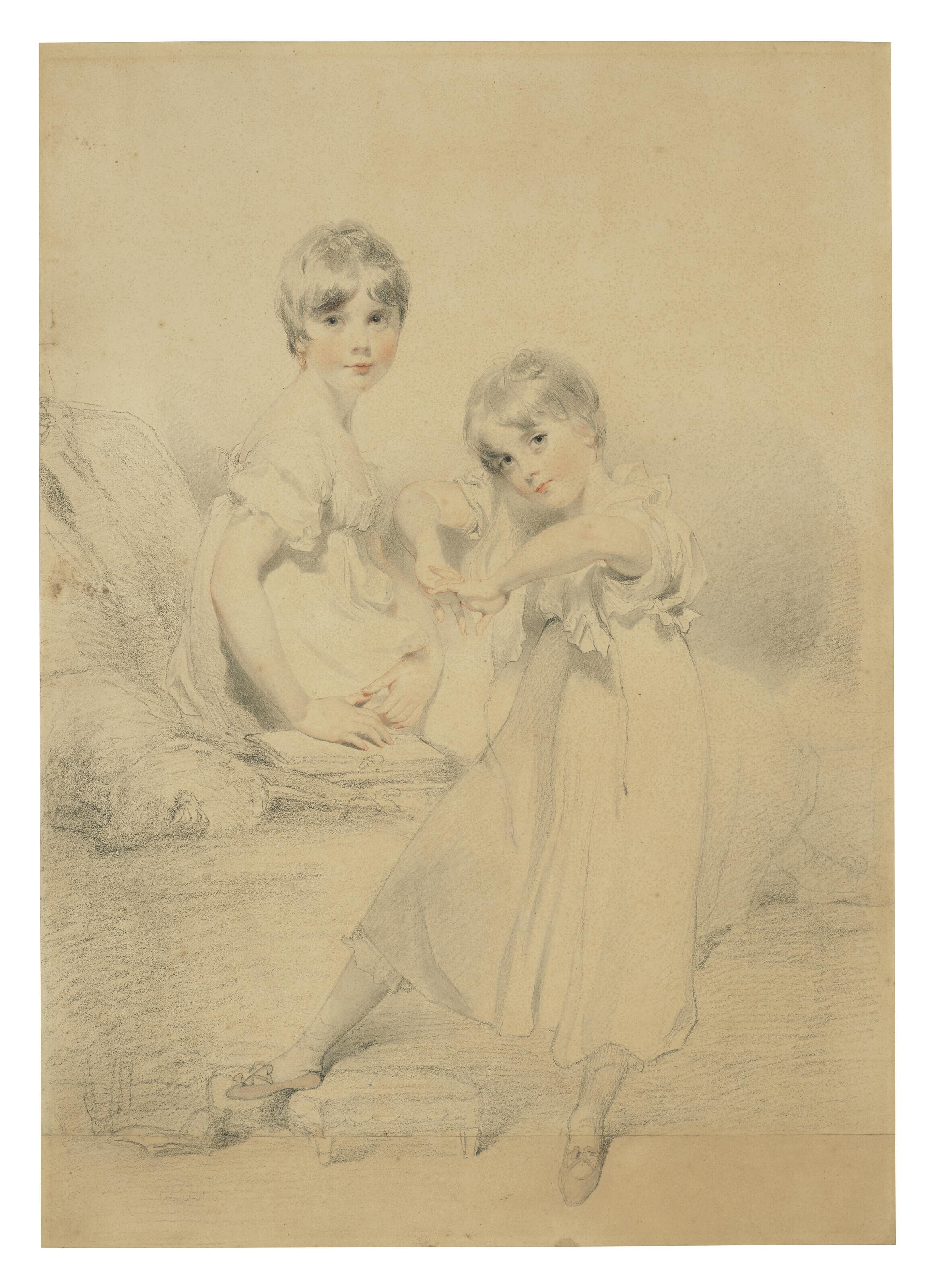 Sir Thomas Lawrence, P.R.A. - Portrait of Emily Frederica (1796-1822) and Georgina Cecilia Lock (1798-1867), daughters of Charles Lock of Norbury (1770-1804)