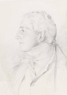 Sir Thomas Lawrence, P.R.A. - Portrait of John Angerstein, M.P., half-length, in profile to the left, wearing a high stock and a jacket