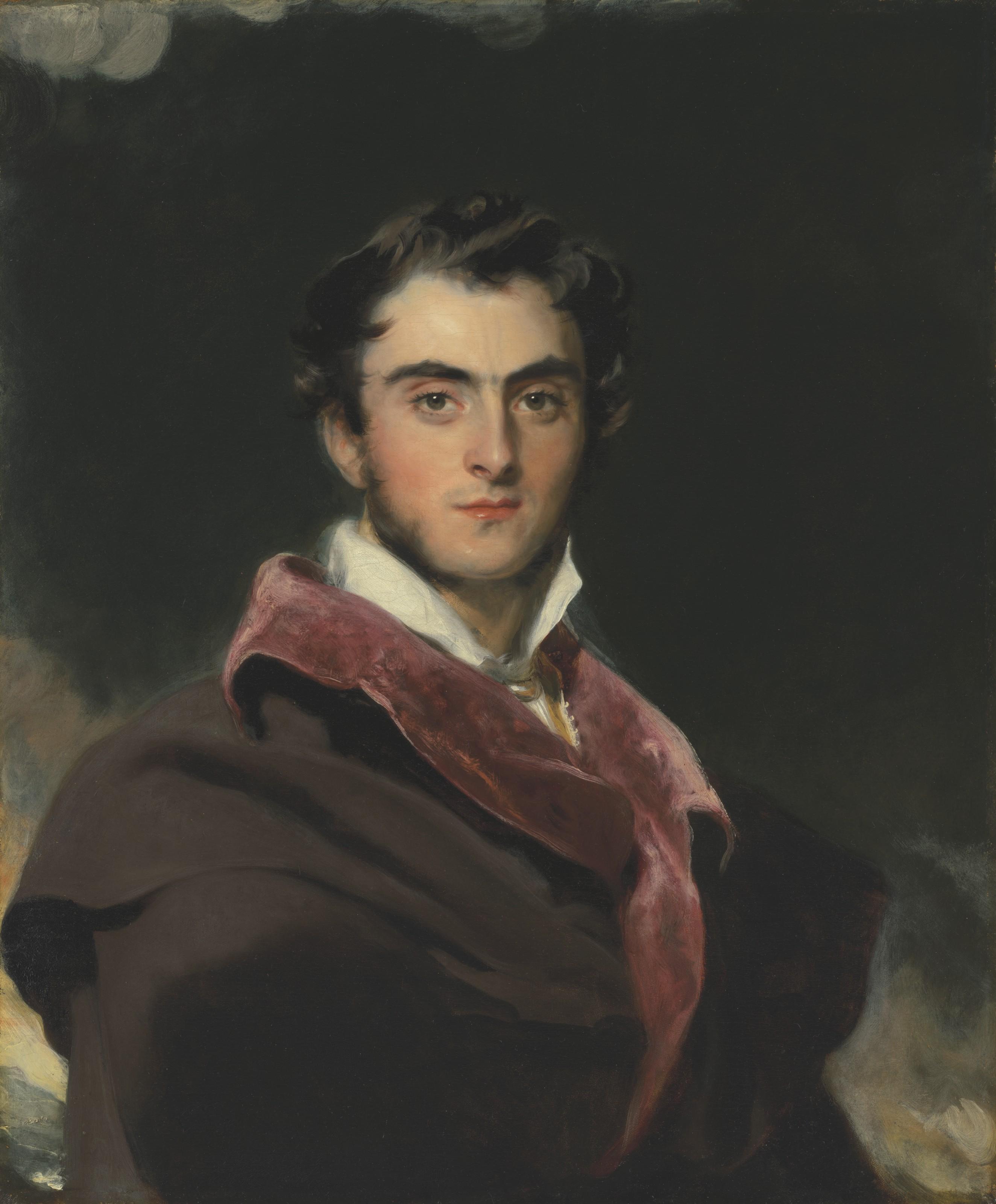 Sir Thomas Lawrence, P.R.A. - Portrait of Richard Meade, 3rd Earl of Clanwilliam (1795-1879), half-length, in a black cloak with red collar