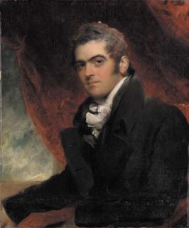 Sir Thomas Lawrence, P.R.A - Portrait of William Dacres Adam, seated half-length, in a black coat, before a red curtain