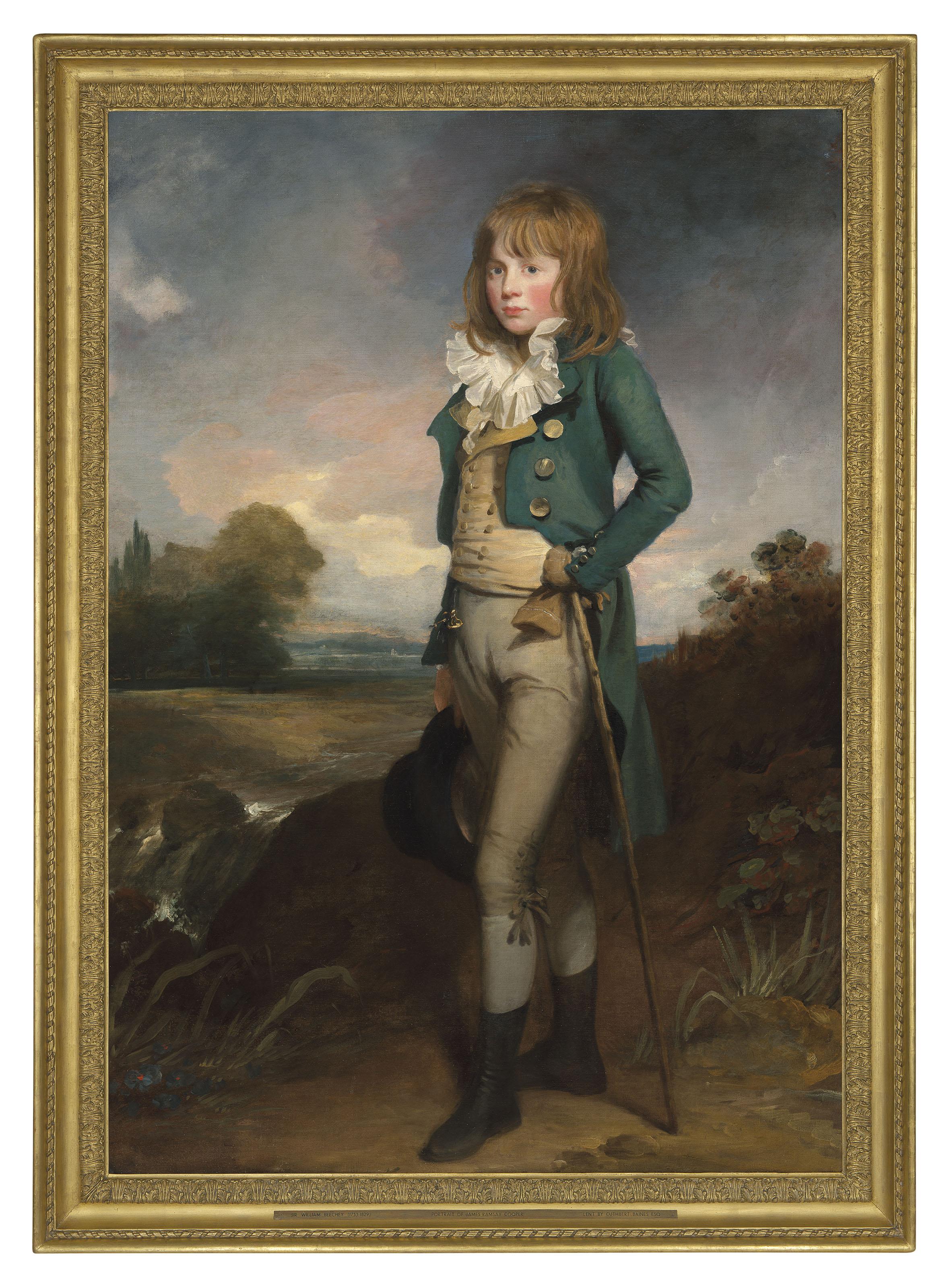 Sir William Beechey, R.A. - Portrait of James Ramsay Cooper (1778-1804), full-length, as a boy, in a green jacket