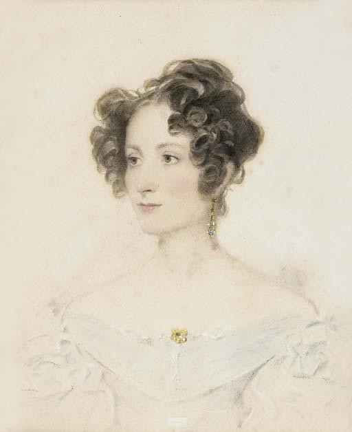 Sir William Charles Ross, R.A. - Portrait of Lady Caroline Lennox, bust-length, wearing a light blue dress