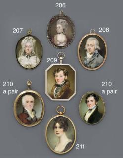 Sir William Charles Ross, R.A. - Randolph, 9th Earl of Galloway (1800-1873), facing left in fur-bordered brown coat, white waistcoat and black stock, curling brown hair and sideburns