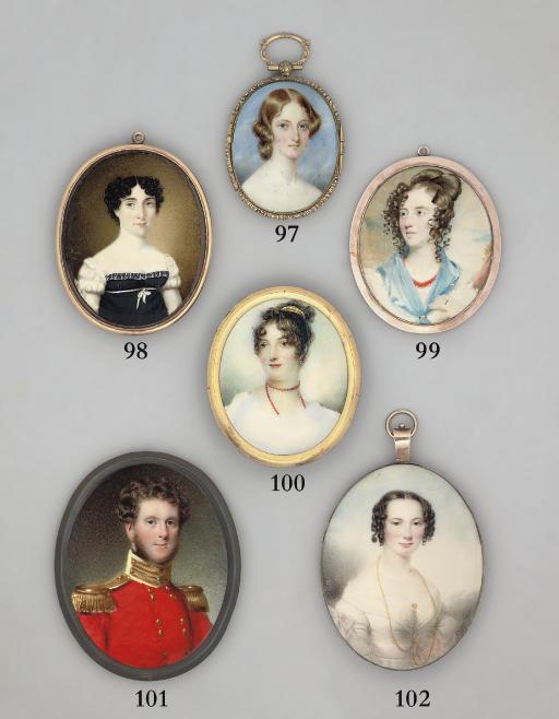 Sir William Charles Ross, R.A. - The Hon. Mrs. Henry Howard, with bare shoulders, upswept fair hair; sky background