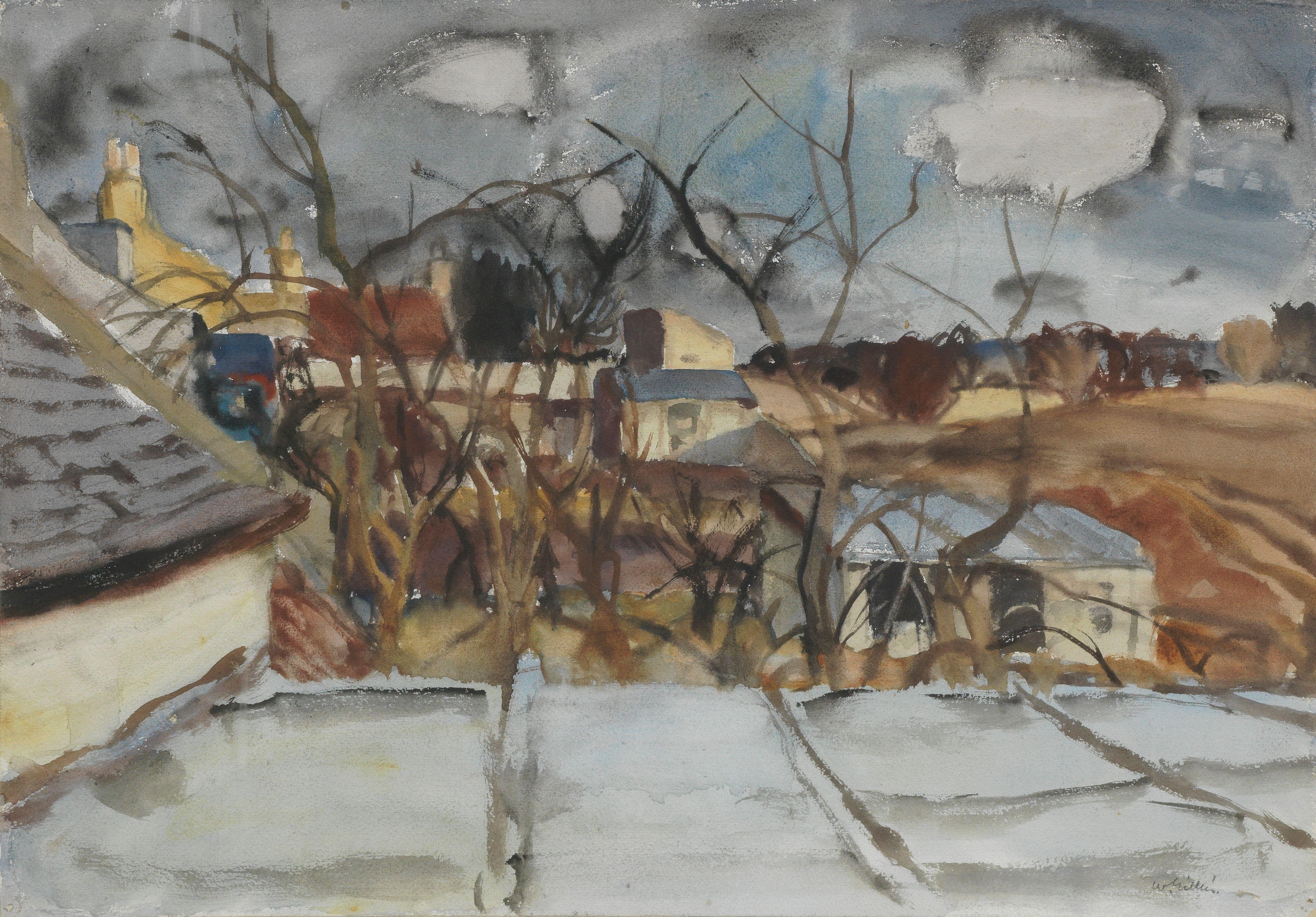 Sir William George Gillies CBE LLD RSA PPRSW RA - From a window, Temple