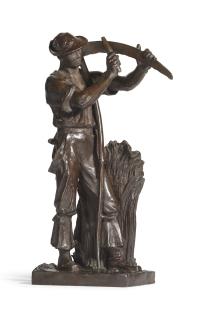 Sir William Hamo Thornycroft, R.A. - A Mower Whetting his Scythe