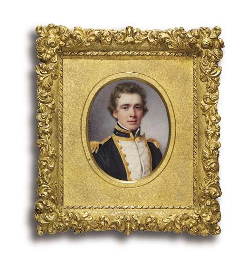 Sir William John Newton - Captain Thomas Boteler In Gold-Bordered Naval Uniform With White Facings And Gold Epaulettes