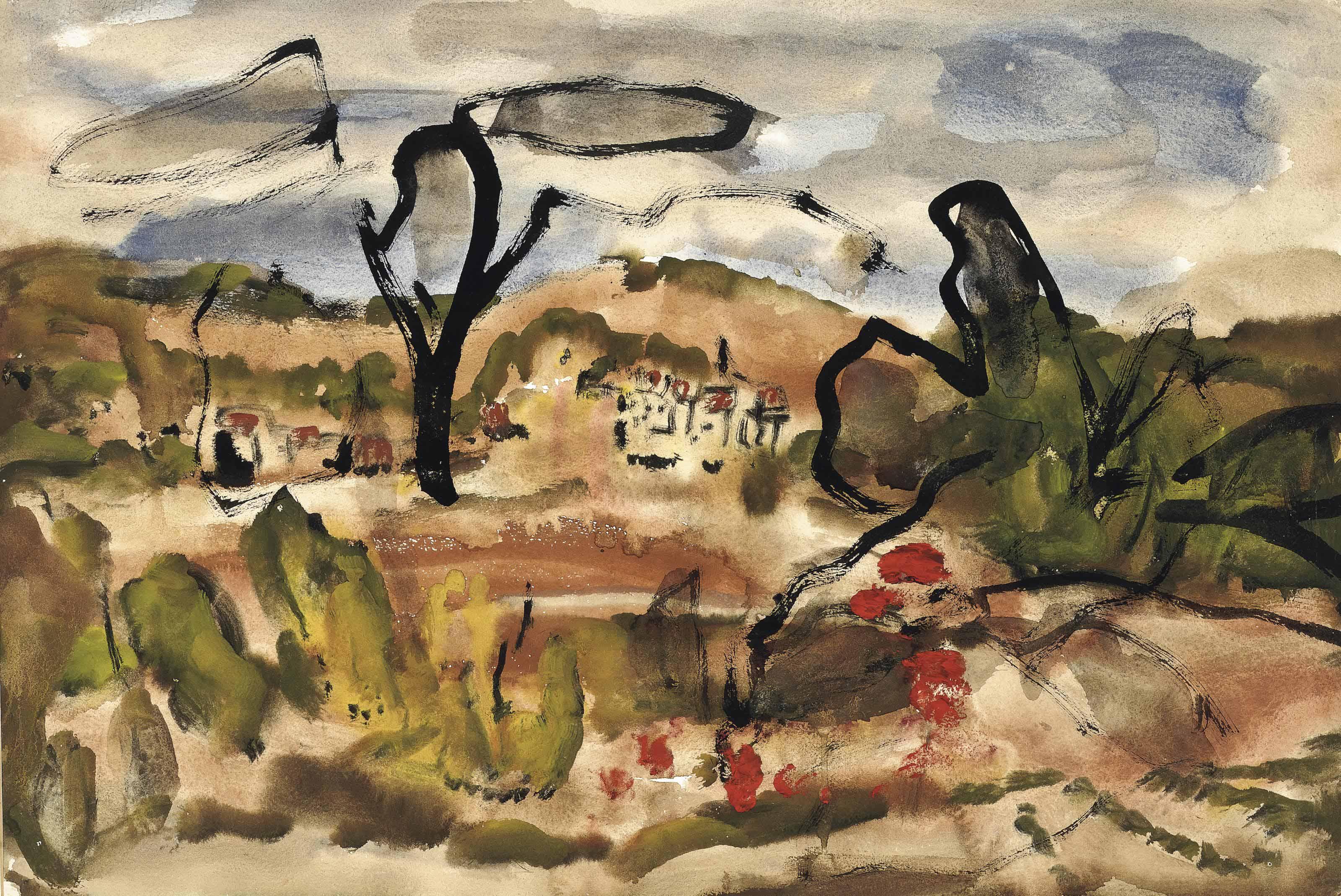 Sir William Mactaggart, P.R.S.A., R.S.W. - The yellow house (recto); and A landscape scene (verso)