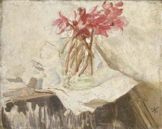 Sir William Nicholson - Pink cyclamen in a vase
