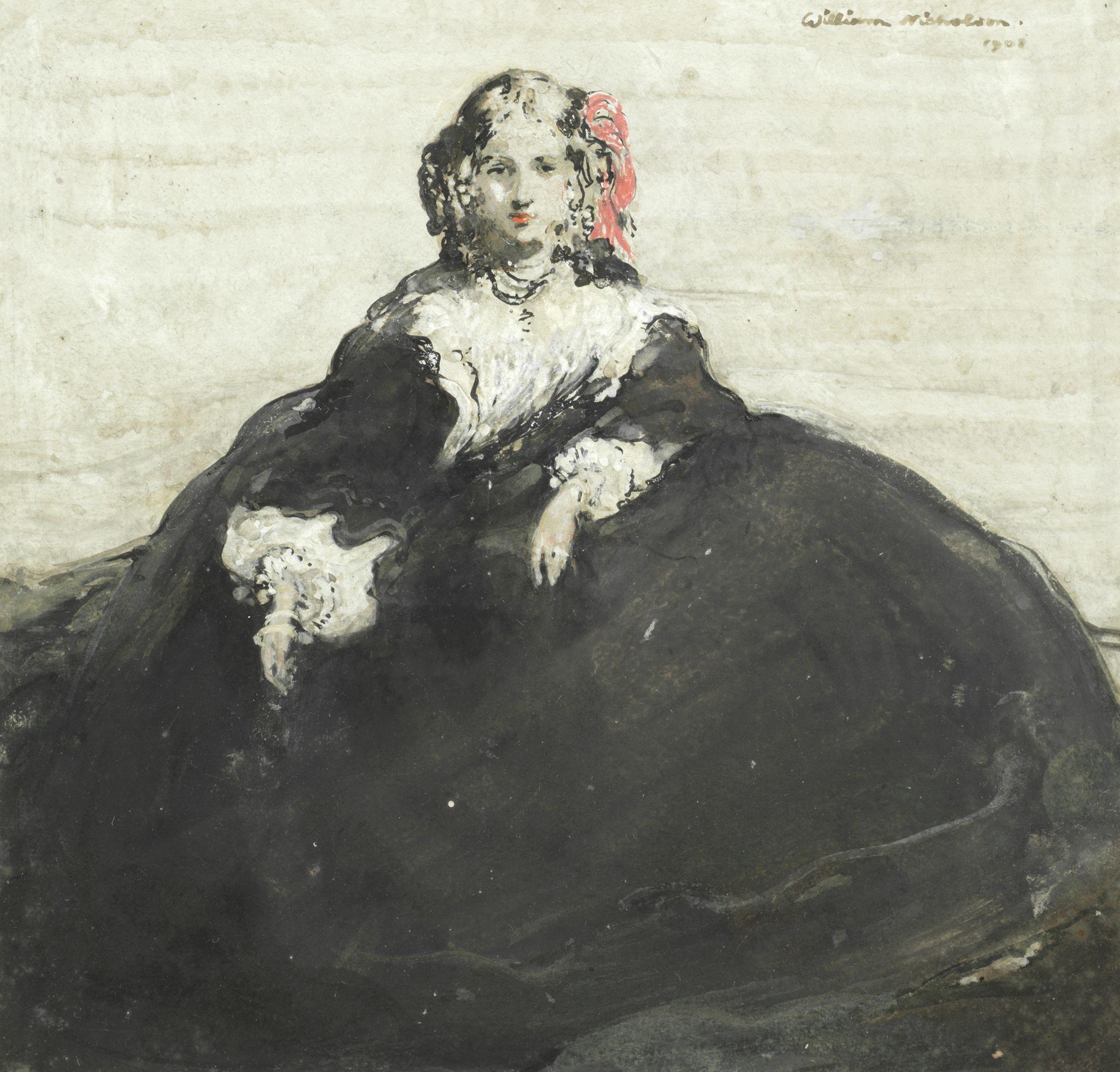 Sir William Nicholson - Portrait Of A Young Girl In A Black Dress
