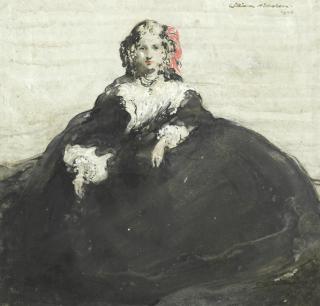 Sir William Nicholson - Portrait Of A Young Girl In A Black Dress