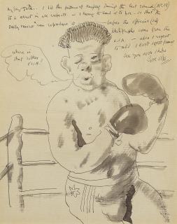 Sir William Orpen N.E.A.C., R.A., H.R.H.A. - Jack Dempsey (where is that rotten fish?) 26.9 x 21.2 cm. (10 1/2 x 8 3/8 in.)
