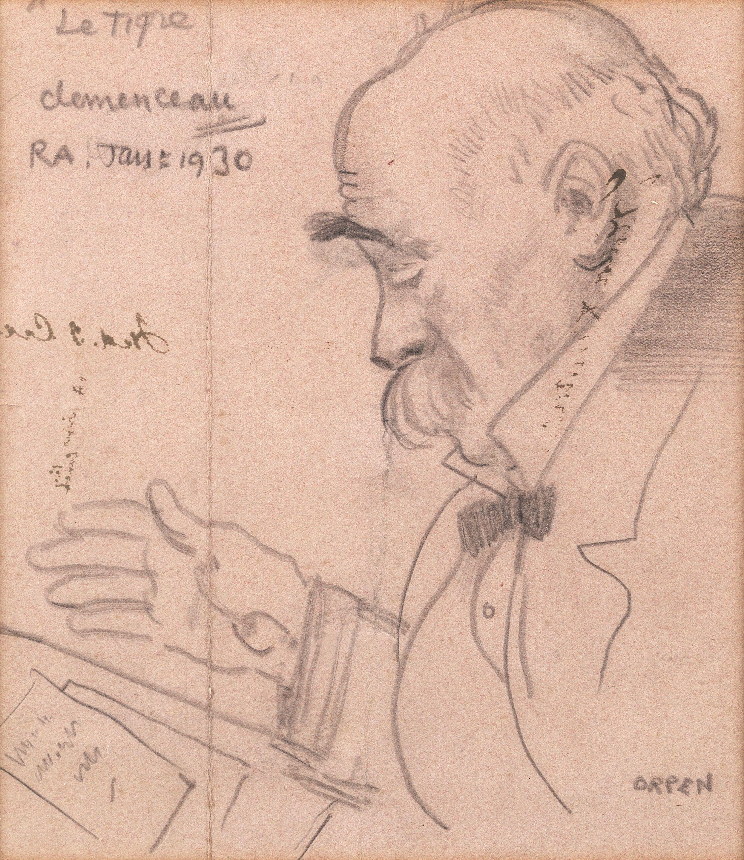 Sir William Orpen N.E.A.C., R.A., H.R.H.A. - Portrait of Georges Clémenceau