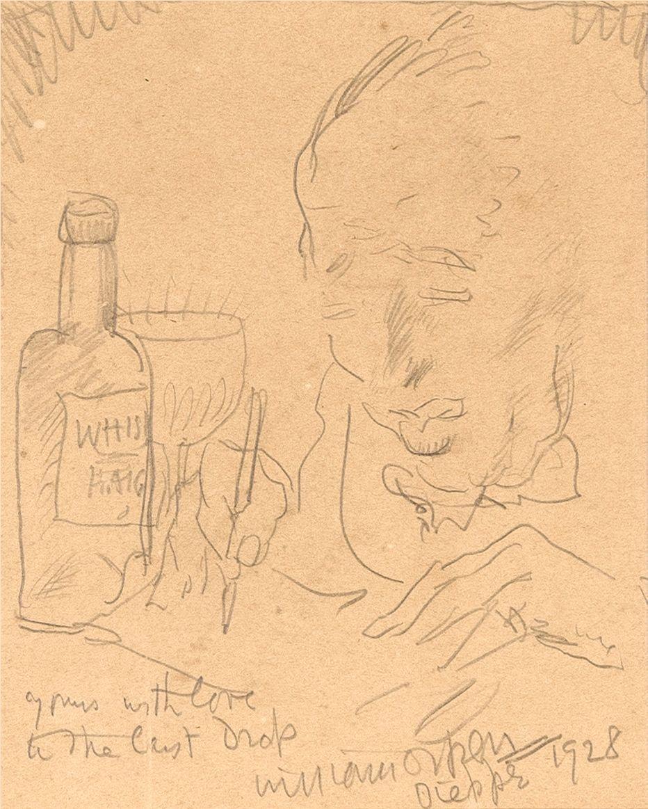 Sir William Orpen N.E.A.C., R.A., H.R.H.A. - Yours with love to the last drop 19.5 x 15.5 cm. (7 7/8 x 6 in.)
