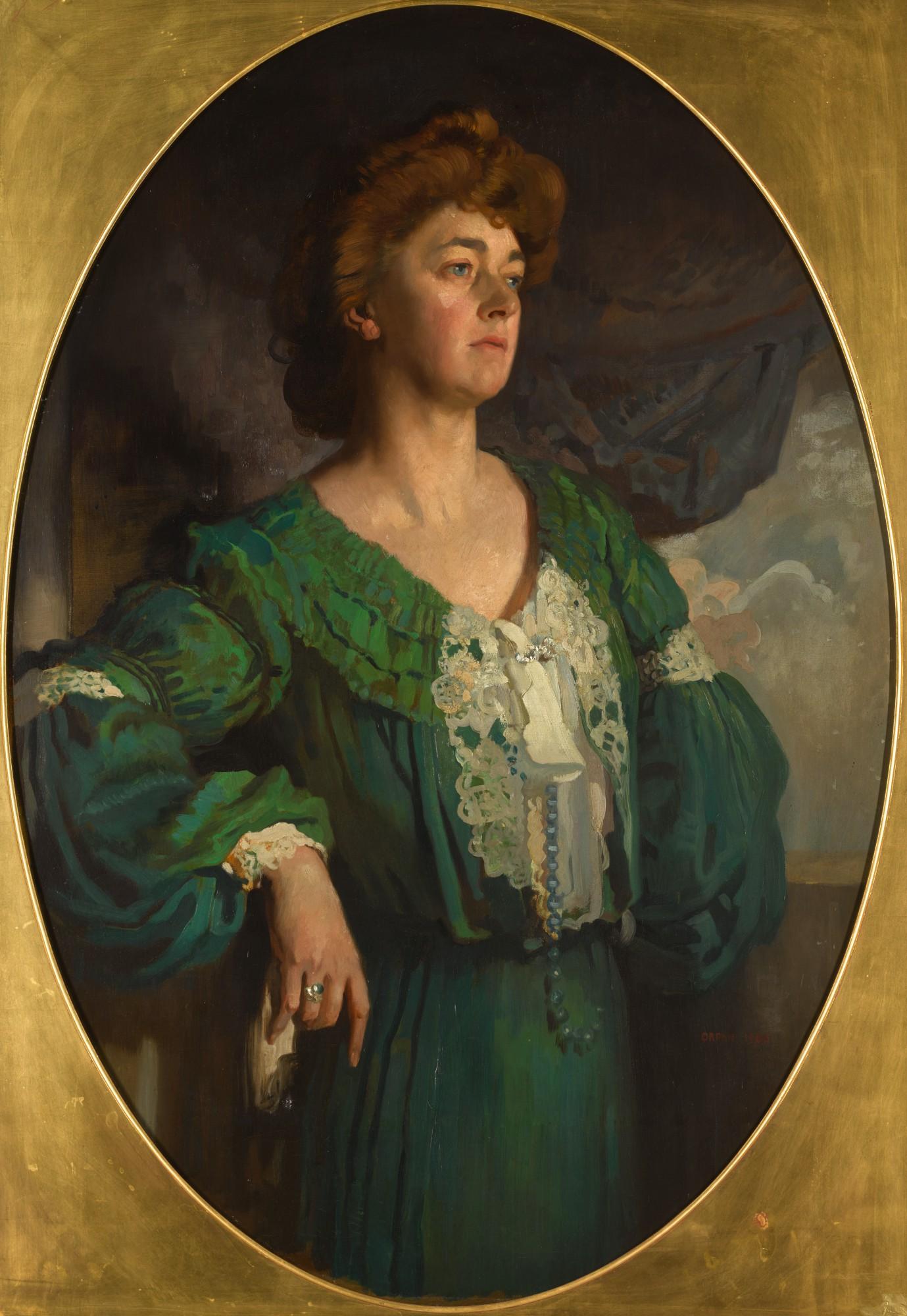 Sir William Orpen R.A., R.H.A. - Portrait of Mary, Lady Gerard in a Green Dress
