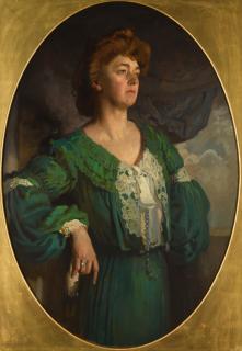 Sir William Orpen R.A., R.H.A. - Portrait of Mary, Lady Gerard in a Green Dress