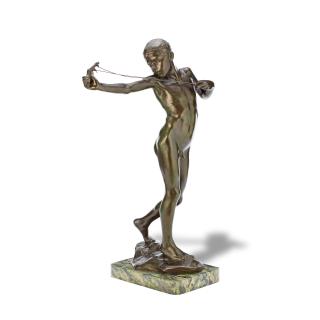Sir William Reid Dick - A bronze figure of \'The Catapult\' or \'Slingshot Boy\',