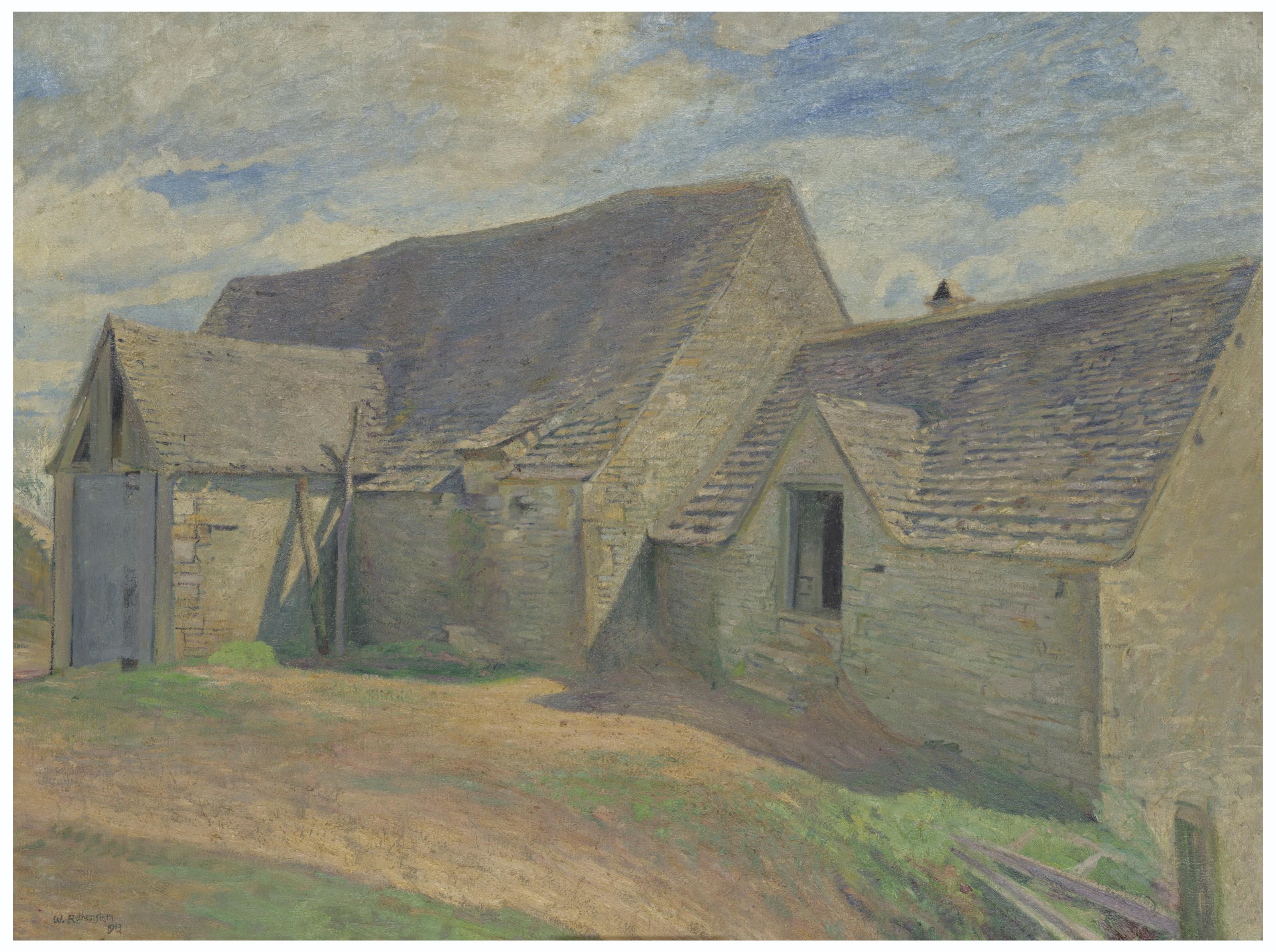 Sir William Rothenstein - The Old Barn at Iles Farm, Far Oakridge