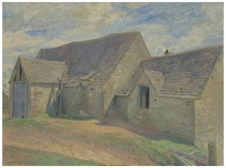 Sir William Rothenstein - The Old Barn at Iles Farm, Far Oakridge
