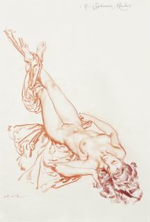 Sir William Russell Flint, P.R.W.S., R.A. - Reclining nude: Study of Miss Euphemia Meeker