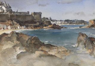 Sir William Russell Flint, R.A., P.R.W.S., R.S.W. - A Blue Day, St. Malo
