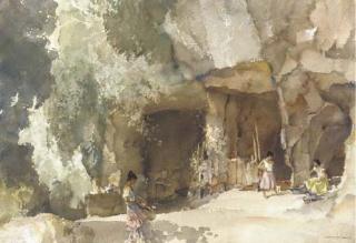 Sir William Russell Flint, R.A., P.R.W.S., R.S.W. - A Gypsy Stronghold, Périgord