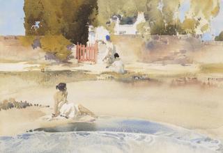 Sir William Russell Flint, R.A., P.R.W.S., R.S.W. - Bathers By The Water\'S Edge