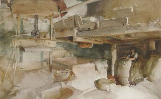Sir William Russell Flint, R.A., P.R.W.S., R.S.W. - Cider Press, Hereford, South Devon