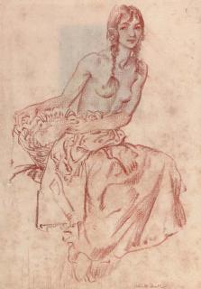 Sir William Russell Flint, R.A., P.R.W.S., R.S.W. - Margaret (recto) and head of a woman (verso)