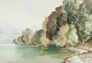 Sir William Russell Flint, R.A., P.R.W.S., R.S.W. - Misty October, Loch Earn