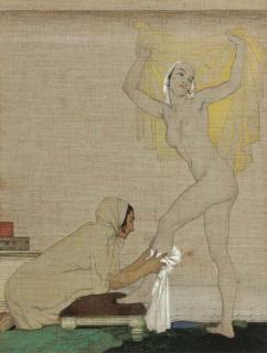 Sir William Russell Flint, R.A., P.R.W.S., R.S.W. - Nude With Servant