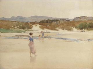 Sir William Russell Flint, R.A., P.R.W.S., R.S.W. - On The Beach