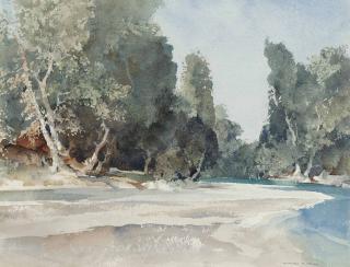 Sir William Russell Flint, R.A., P.R.W.S., R.S.W. - On the Drôme, near Saillans