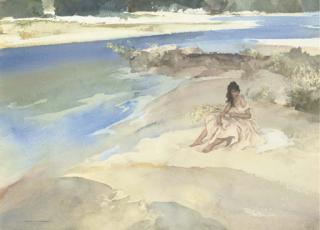 Sir William Russell Flint, R.A., P.R.W.S., R.S.W. - Spring time on the Ardèche