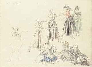 Sir William Russell Flint, R.A., P.R.W.S., R.S.W. - Studies For \'Homage To Demeter\'