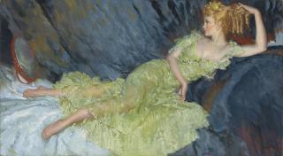 Sir William Russell Flint, R.A., P.R.W.S., R.S.W. - The Blonde Minx - Yolande Donlan