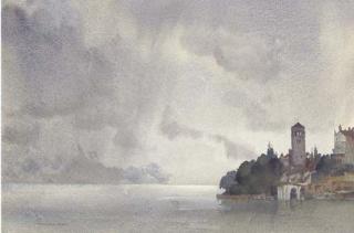 Sir William Russell Flint, R.A., P.R.W.S., R.S.W. - The Island Campanile, Orta, Italy